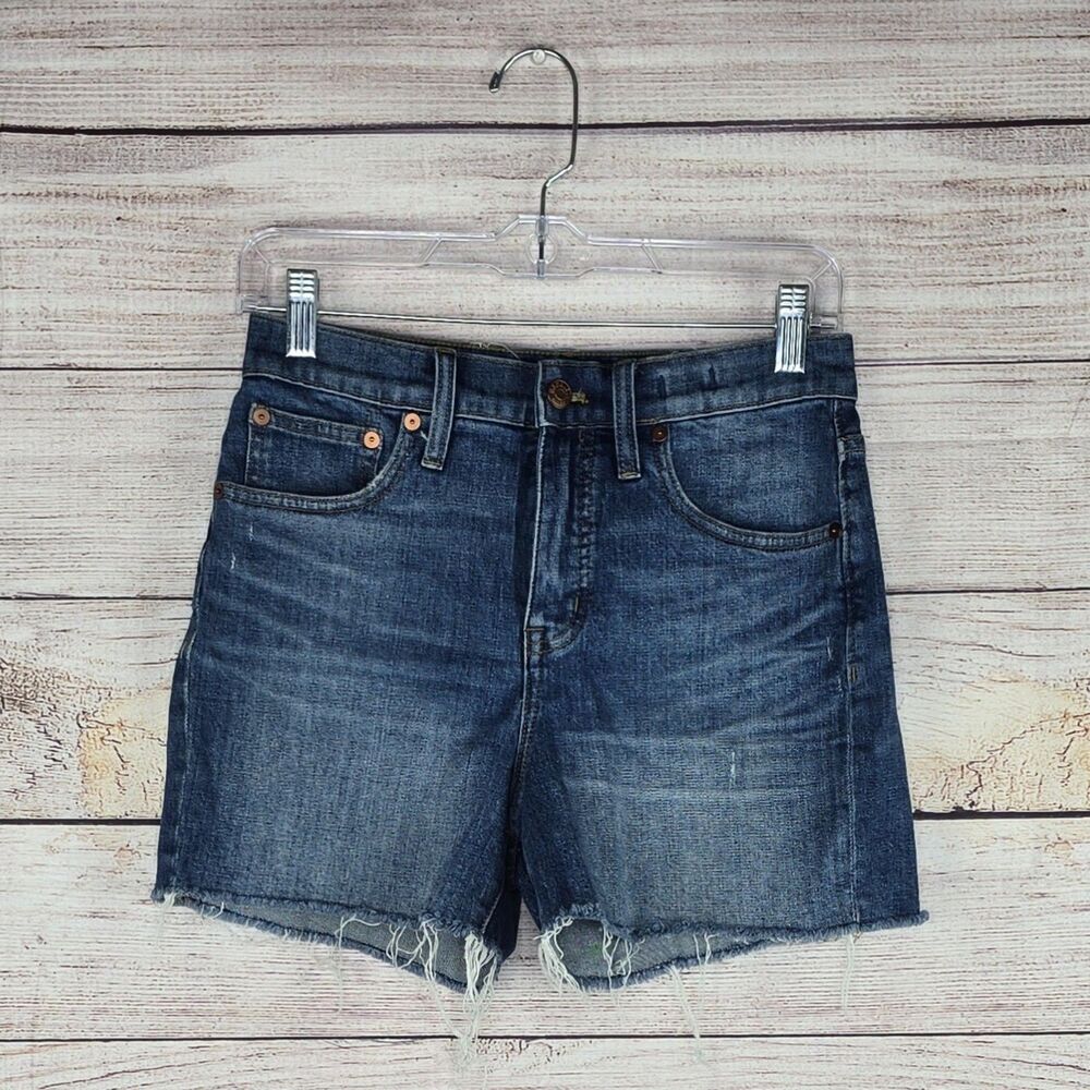 Madewell High-Rise Denim Jean Shorts Cut Off Raw Hem Size 25